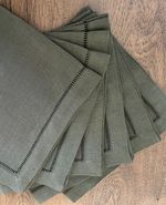 Set of 6 - 45x45cm Cotton/Linen blend - Hemstitched Napkins, Fine Dining Table