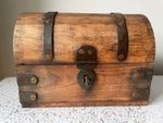 Vintage Wooden Treasure Chest Rustic Storage Trunk 2.3kg metal lock plate & trim