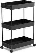 SPACEKEEPER 3 Tier Slide Out Rolling Utility Cart Storage Trolley with Hooks