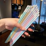 5 Pairs Non-Slip Colorful Japanese Chinese Chopsticks Sushi Sticks Reusable Kore