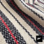 VINTAGE 1970s Welsh Wool Carthen Blanket Herringbone Stripe Farmhouse MCM Decor