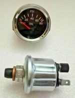 Oil pressure gauge with oil sender transducer 52 mm 2 1/16" 80 psi Chrome bezel