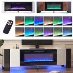 Large 70inch TV Stand Cabinet with Electric Fireplace & 12 LED Lights Furniture