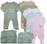 Baby Personalised Embroidered Sleepsuit Babygrow All In One Cotton