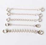 Sterling Silver Strong Curb Extender / Safety Chain 2 Clasps 1" to 4"