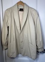 Vintage CHOSEN Cream Leather Oversized Minimalist Blazer Coat