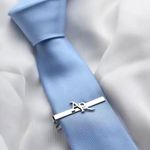 Personalised Tie Clip Custom Initials Tie Bar Gold Silver Formal Gift