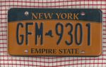 NEW YORK Empire State, Gold AMERICAN LICENSE NUMBER PLATE #NY