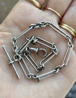 Antique 1902 Edwardian Sterling Silver Trombone Single Albert Watch Chain