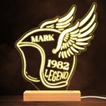 Motorcycle Helmet With Wings Biker Personalised Gift Warm White Lamp Night Light