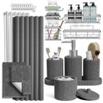 Clara Clark Grey Bathroom Set - Bathroom Sets Shower Curtain And Rugs 26Pc