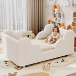 Toddler Bed,Soft As Cloud Toddler Floor Bed Frame,Cot Bed with Extra Wide Safety