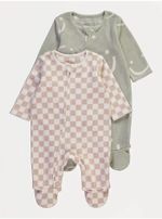 New With Tags Baby Boys 2 Pack Fleece Sleepsuits 2 Way Zip Fastening Age 6-9 mth