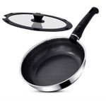 Stainless Steel Frying Pan Deep Frying Pan with Lid Non Stick Induction 28cm