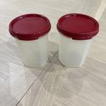 Tupperware Round Container with Red lid Set of 2
