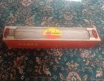 1960s Pyrex Fillable Clear Glass Rolling Pin with Red Ends, made in England