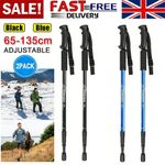 1Pair Telescopic Walking Hiking Trekking Poles Sticks 3-Section Unisex Antishock