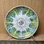 Chinese Qing Qianlong Famille Rose Porcelain Cabbage Peach Pattern Plate 10.23"