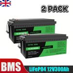 2PACK 12V 300Ah Lifepo4 Lithium Battery Low Temp Rechargeable 10-year warranty