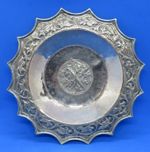 Silver plate electroplate vintage Arts & Crafts antique small alms dish platter