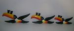 SET OF 3 VINTAGE DESIGN FLYING GUINNESS TOUCANS HAND PAINTED CAST IRON 