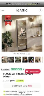 MAGIC AI Fitness Smart Mirror, Wall-Mounted Smart Fitness Mirror, Black