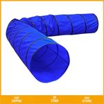 Durable Foldable Pet Agility Training Tunnel with Carry Bag Blue 500 x 60 cm