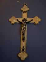 Antique 6 In, Mother Of Pearl Silver Crucifix Heavy