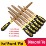 6-12 Inch Diamond Files Half-Round / Flat Brazed For Stone Glass Metal Grinding