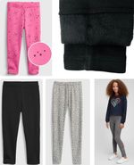 Girls Gap Cosy Leggings Black Thick Sherpa Fleece Lined Warm Winter Thermals NEW