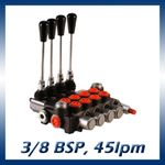 4 Bank Hydraulic Monoblock Lever Spool Valve, D/Act, 1/2 / 3/8 BSP Ported, 45lpm