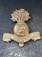 Royal Dublin Fusiliers, 1916 Economy War Issue British Army Military Cap Badge.