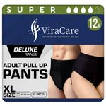 12 x Black Incontinence Pants Women & Men | Pull Up Pants | Size M, L, XL, S