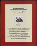 FRG FEDERAL SPECIAL SHEET POSTAL CALENDAR 1987 POPE JOHN PAUL II VISIT RR!! ub33