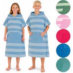 Kids Changing Robe Towel Poncho Microfibre Hooded Swim Surf Ages 6-13