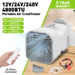 Portable Travel Air Conditioner 4800 BTU 4 in Cooler 12V/24V/240V Camping