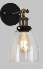Ambrose Antique Brass Wall Light with Glass Shade