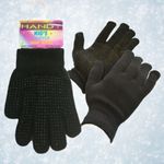1x Black GRIPPER Gloves Childrens Boys Girls Magic Stretch Thermal UK SELLER