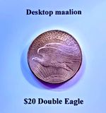 $20 USA Double Eagle gold plated coin exact size desktop- restrike- gap fill