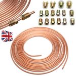 25ft Copper Nickel Brake Pipe Hose Line Tube Roll 3/16'' Fittings Tubing Kit UK
