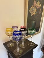 Roman Wine Glasses Real Crystal Set of 6 Multicoloured 19cm Tall