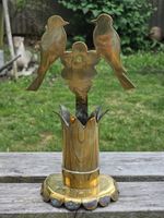 WW1 Trench Art Doves of Peace Brass Spill Vase Wall Pocket Unusual 