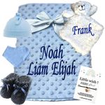 Personalised Baby Blanket Embroidered Soft Bubble Boy Girl Gift Set Newborn