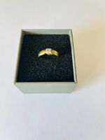 Vintage Gold Ring 585 in Belt / Knot Design with Diamond