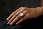 14k Gold Moonstone Ring Anemone Rectangle Cut Faceted Birthstone Gift