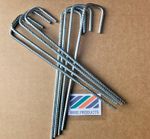Steel J Pins Turf Garden Tent Peg 285mm x 50mm x 60mm x 6mm Ribbed Galvanized