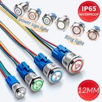 3-24V 12mm Metal Waterproof Push Button Switch Momentary Mini Switch On/Off