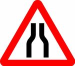  Road narrows on both sides Road safety sign