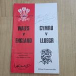 Wales v England March 1979 Signed Rugby Programme