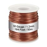 99.9% Soft Copper Wire, 16 Gauge/1.2mm Diameter 164 Feet/50m 1.1 Pound Spool